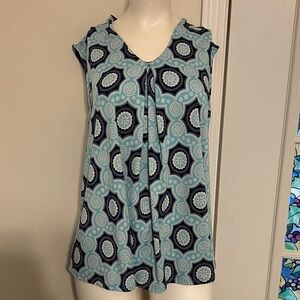 Chic Blue Patterned Blouse